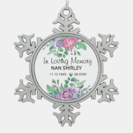 悔やみや弔慰追悼記念[カスタマイズ] スノーフレークピューターオーナメント
