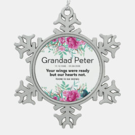 悔やみや弔慰追悼記念[カスタマイズ] スノーフレークピューターオーナメント