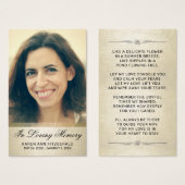 悔やみや弔慰金ゴールドきらめく写真追悼カード (正面&裏面)