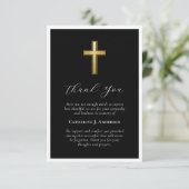 悔やみや弔慰金ゴールドクロスフォト葬儀 サンキューカード (スタンド正面)