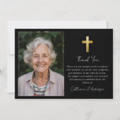 悔やみや弔慰金ゴールドクロスフォト葬儀 サンキューカード (正面)