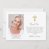 悔やみや弔慰金ゴールドクロスフォト葬儀 サンキューカード (正面)