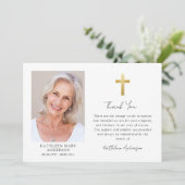 悔やみや弔慰金ゴールドクロスフォト葬儀 サンキューカード (スタンド正面)