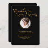 悔やみや弔慰金ゴールドスクリプトサンキューカード(写真あり) サンキューカード (正面/裏面)