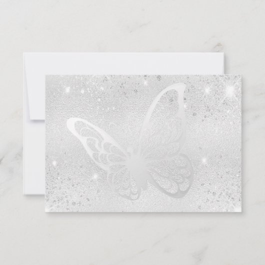 悔やみや弔慰銀蝶感謝してい蝶あなた サンキューカード (裏面)