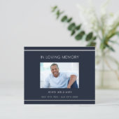 悔やみや弔慰青色白色フォトシンプルサンキューカード (スタンド正面)