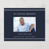 悔やみや弔慰青色白色フォトシンプルサンキューカード (正面)