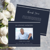 悔やみや弔慰青色白色フォトシンプルサンキューカード