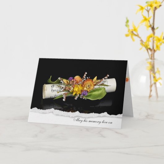 悔やみや弔慰音楽とフローラブーケ カード (黄色い花)