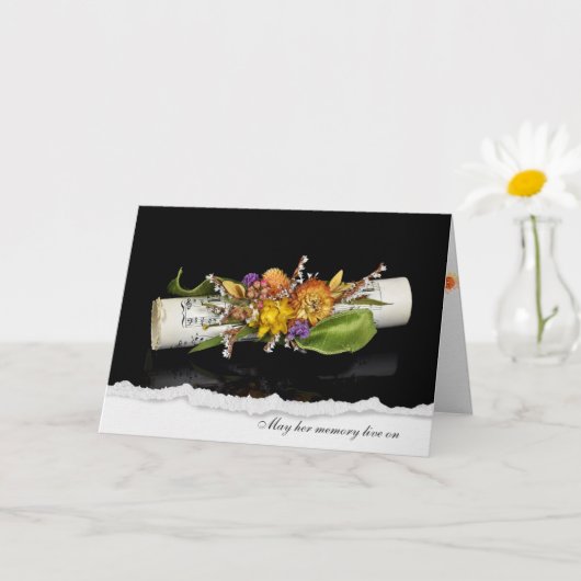 悔やみや弔慰音楽のブーケオンブラック カード (小さな植物)