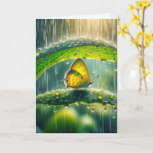 悔やみや弔慰黄色い蝶の雨のシャワー カード (黄色い花)