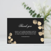 悔やみや弔慰黒黄金ユーカリ写真 サンキューカード (スタンド正面)