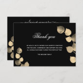 悔やみや弔慰黒黄金ユーカリ写真 サンキューカード (正面/裏面)