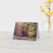 悔やみや弔慰 – 秋の木と湖 カード (黄色い花)