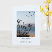 悔やみや弔慰:義理の父を亡くした海辺の風景 カード (黄色い花)