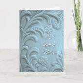 悔やみや弔慰,花の代わりに,青い植物の型枠 カード (正面)