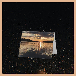 悔やみや弔慰、黄金の夕日の湖 サンキューカード