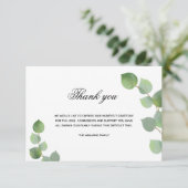 悔やみや弔慰eucalyptus緑の白い写真 サンキューカード (スタンド正面)