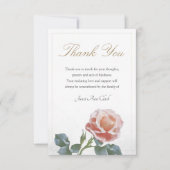 悔やみや弔慰Thank YouノートカードとバラMotif サンキューカード (正面)