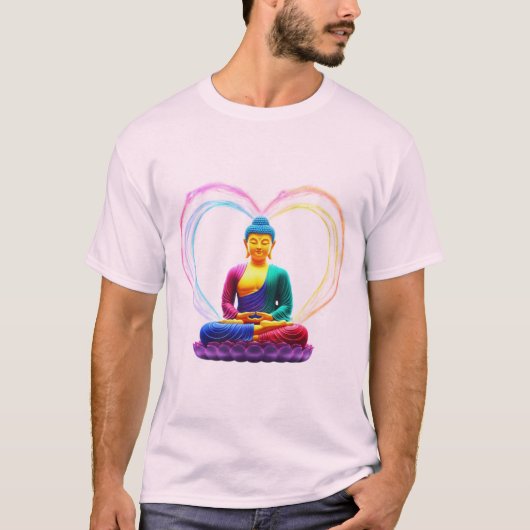 🌈「悟った愛:仏のバレンタイン🌸 Tシャツ (正面)