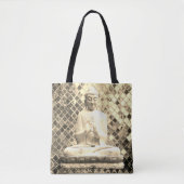 悟りを開いたブッダ金ゴールドのトートバッグ トートバッグ (正面)