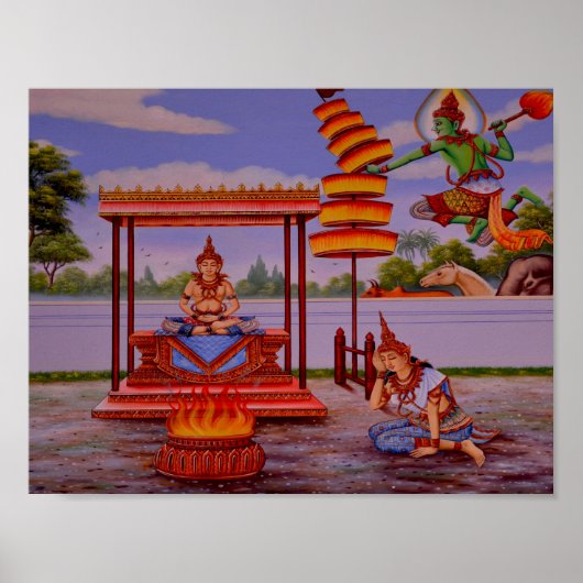 悟りを開いた仏像のポスター ポスター (正面)