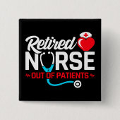 患者が不足している退職したナースの除おもしろい去 缶バッジ (正面)