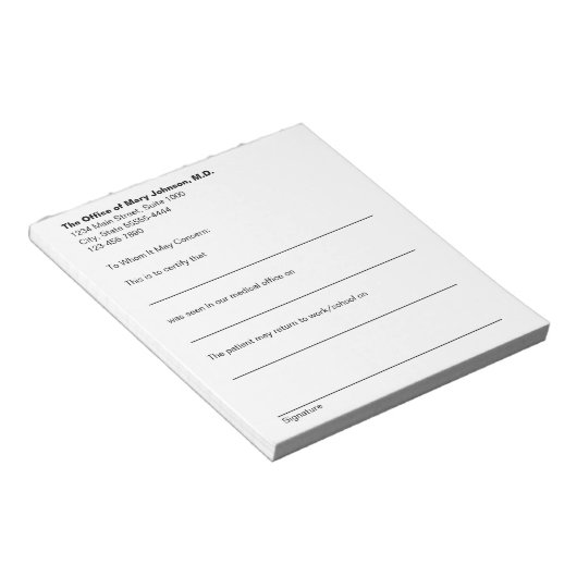 患者のための医療機関受診控え（診断書） ノートパッド (アングル)