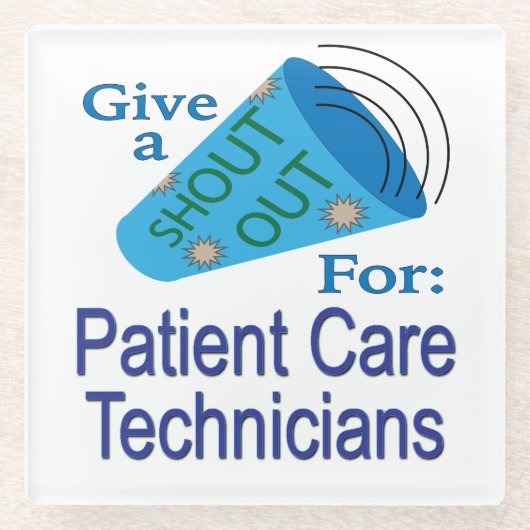 患者の技術者に声を上げ気にる ガラスコースター (正面)