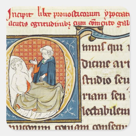 患者を診断する医師 スクエアシール (正面)