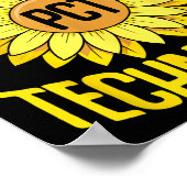 患者ケアテクニシャン Pct 面白いひまわり デザイン ポスター (角)