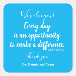 患者サンキューブルーホワイトタイポグラフィ スクエアシール