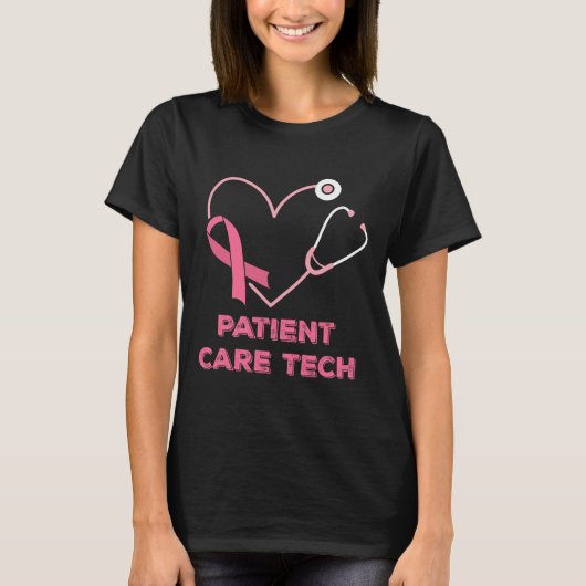 患者テク気にテックPctピンクハート聴診器 Tシャツ (正面)