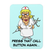 患者怒の呼び出しボタンの押し付けに疲れているナース マグネット (縦)