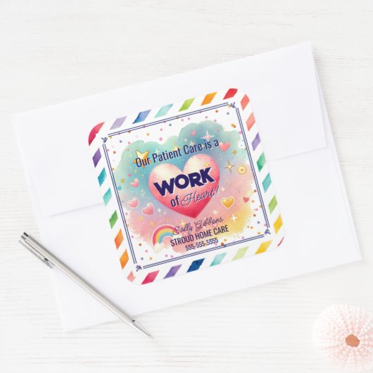 患者気にハート気に気にの仕事 スクエアシール (封筒)