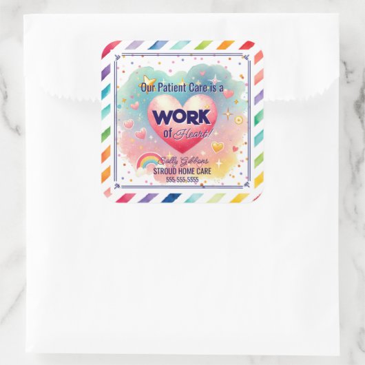 患者気にハート気に気にの仕事 スクエアシール (バッグ)