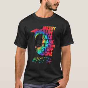 患者気に技術者Messy Bun顔マスクとGe Tシャツ