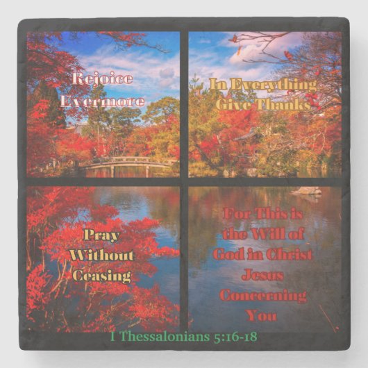 悦び祈与え感謝してい笑う ストーンコースター (正面)