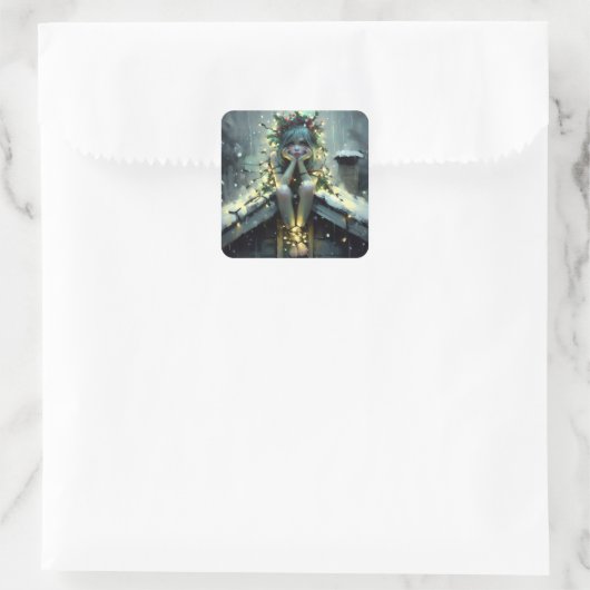 悩ましい妖精のクリスマスライト スクエアシール (バッグ)