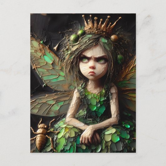 悩ましい妖精の黄金の昆虫 ポストカード (正面)