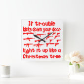 悩みがあなたのドアライトの下でそれを蹴ったら スクエア壁時計 (ホーム)