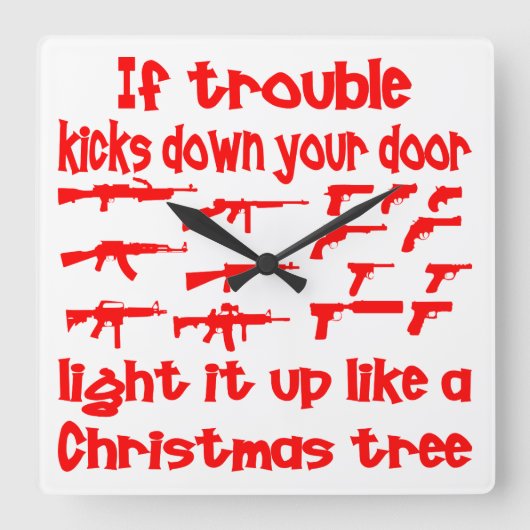 悩みがあなたのドアライトの下でそれを蹴ったら スクエア壁時計 (正面)