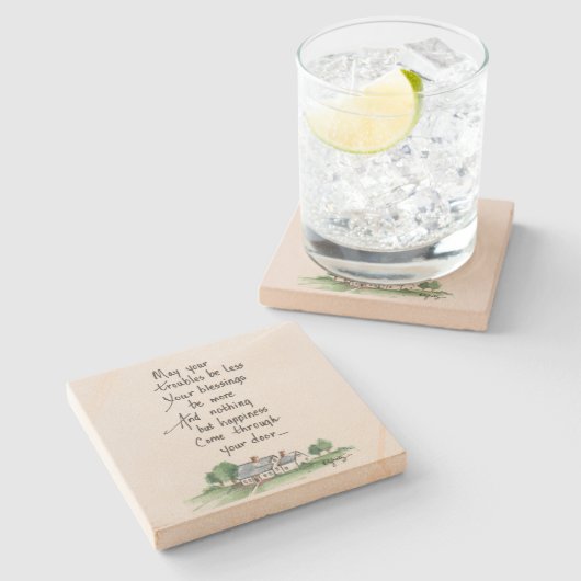 「悩みがすべて減るかもしれない」ハウスのスケッチ ストーンコースター (横)