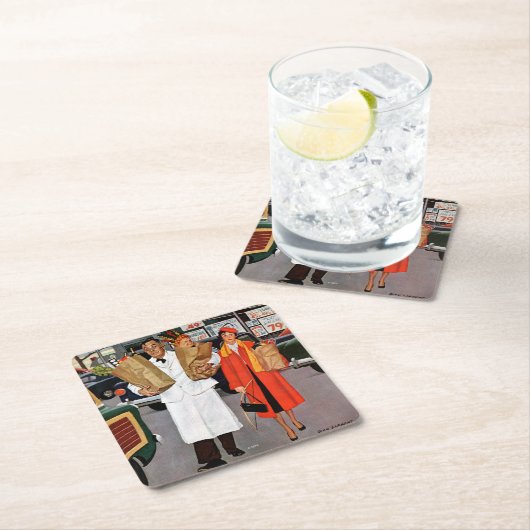 悩みの十分の袋 スクエアペーパーコースター (インサイチュ)