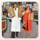 悩みの十分の袋 スクエアペーパーコースター (正面)