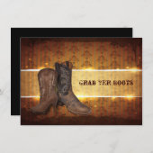 悩みを抱えた西部地方のカウボーイの結婚式 案内状 (正面/裏面)