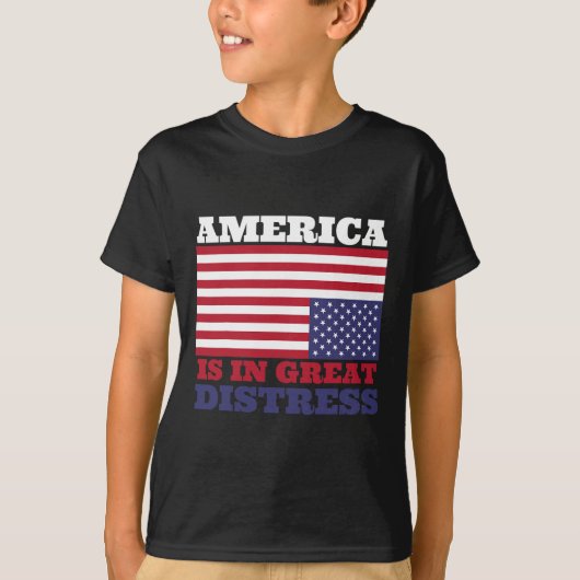 悩み素晴らしでアメリカ国旗を逆さ統一されたに Tシャツ (正面)