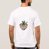 悩むラーメン丼と眉をひそめた顔 Tシャツ (裏面)