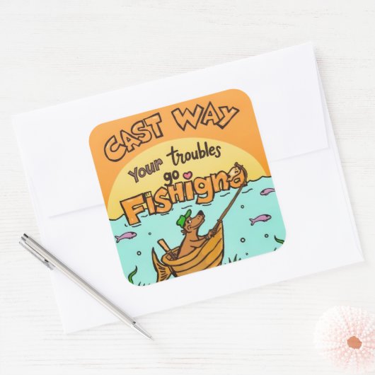 悩遠くにみを投げ掛ける スクエアシール (封筒)