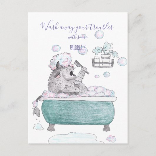 悩遠くにみを洗いおもしろい流す ポストカード (正面)